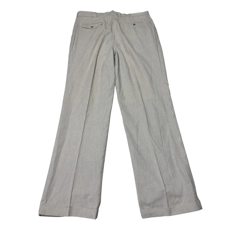 Vintage NWT AKA Eddie Bauer Mens Seersucker White‎ Striped Pleated Pants 40X34